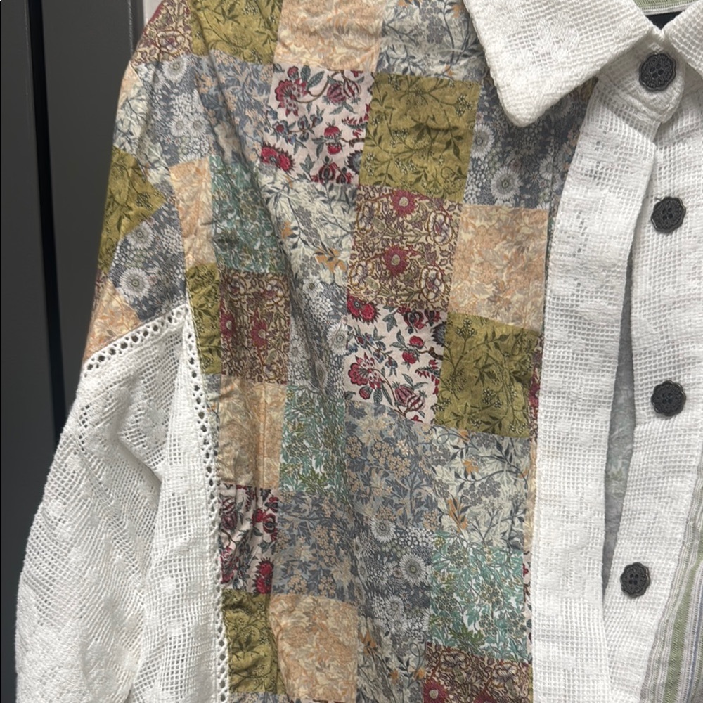 Pol Multicolor Patchwork Button Down Shirt With L… - image 4